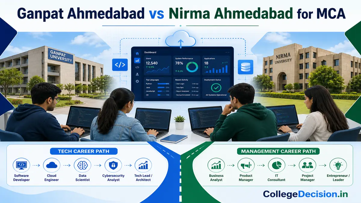 Ganpat University or Nirma University for MCA / MCM? Fees, Branches & Placements