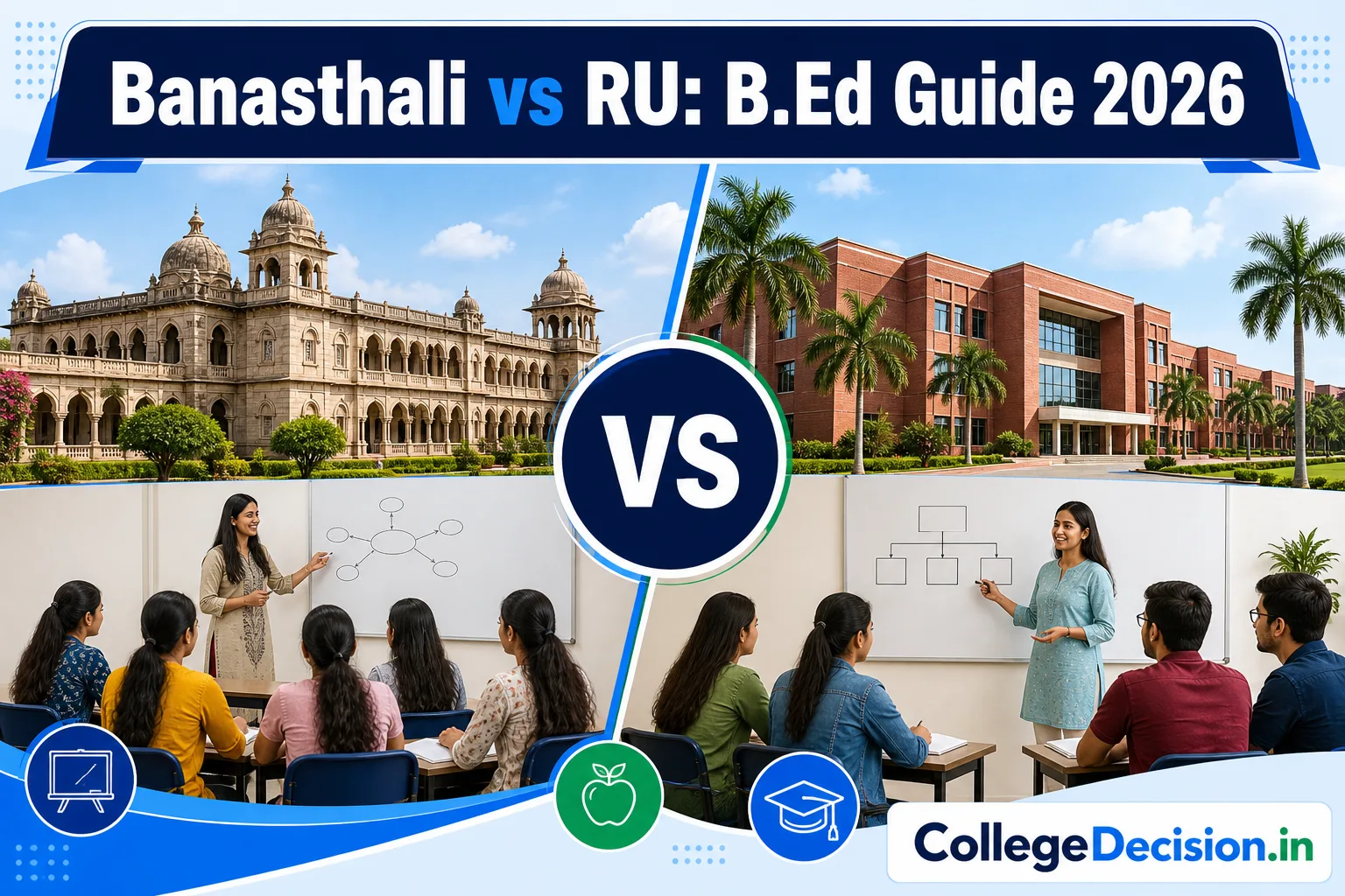 Banasthali Vidyapith or UNIRAJ Jaipur for BEd? Fees, Branches & Placements