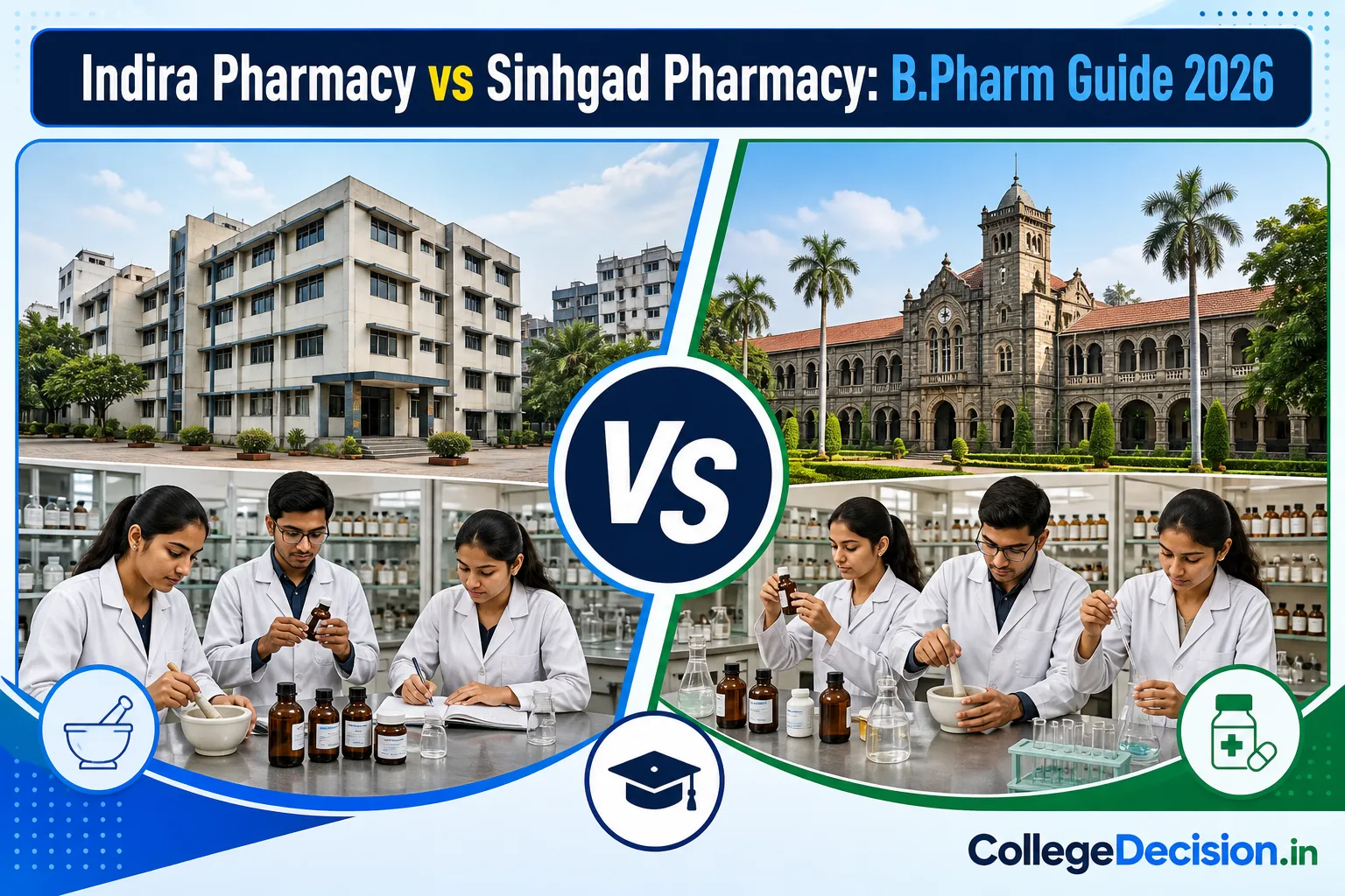 Indira College of Pharmacy or Sinhgad Institute of Pharmacy for B.Pharm? Fees, Branches & Placements