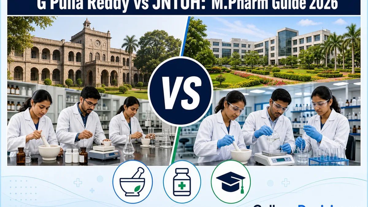 G Pulla or JNTUH Hyderabad for M.Pharm? Fees, Branches & Placements
