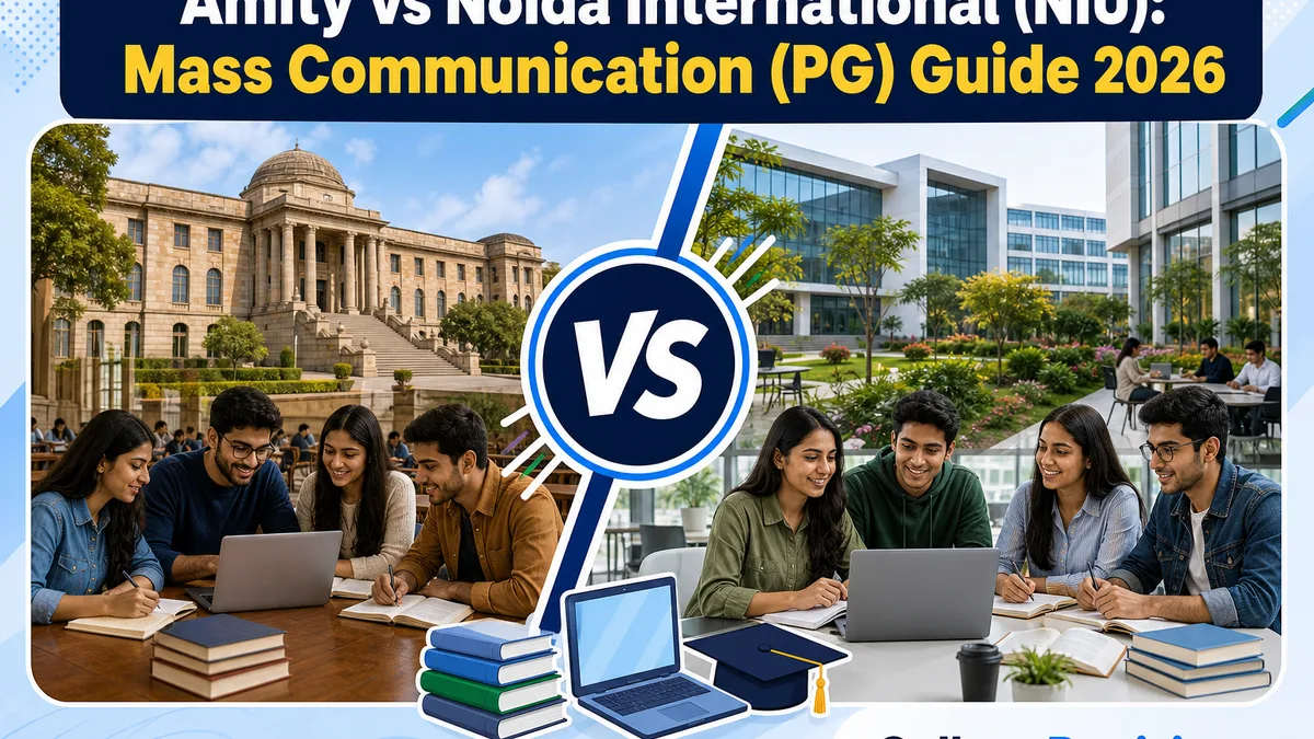 Amity Noida Uttar or NIU Noida for Mass-Communication-PG? Fees, Branches & Placements