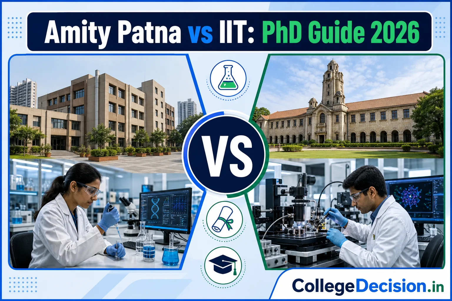 Amity Patna Bihar or IIT Patna for PhD? Fees, Branches & Placements