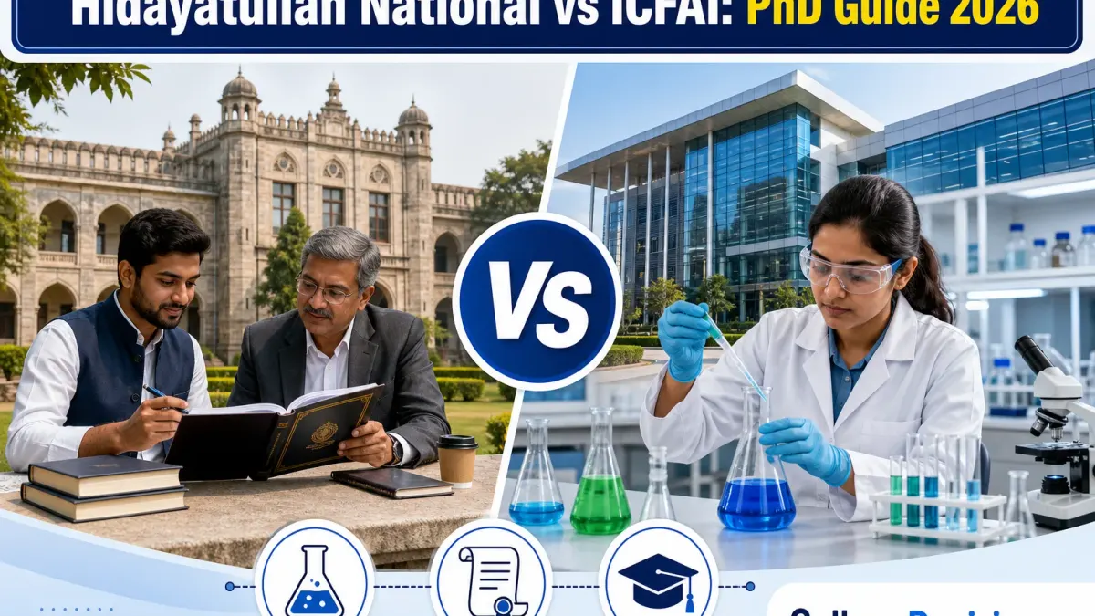 Hidayatullah National or The ICFAI University for PhD? Fees, Branches & Placements